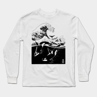 Japanese wave with killer whales Long Sleeve T-Shirt